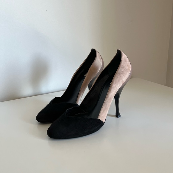 Miu Miu Two-Tone Colourblock Ombré Suede Sculpted Patent Leather Pumps - Picture 4 of 15